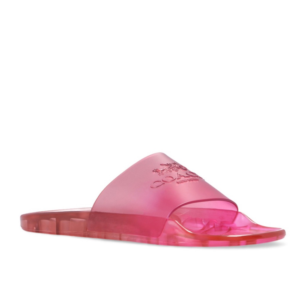 Coach Ulyssa Pink Ombr Logo Rubber Slide Sandals